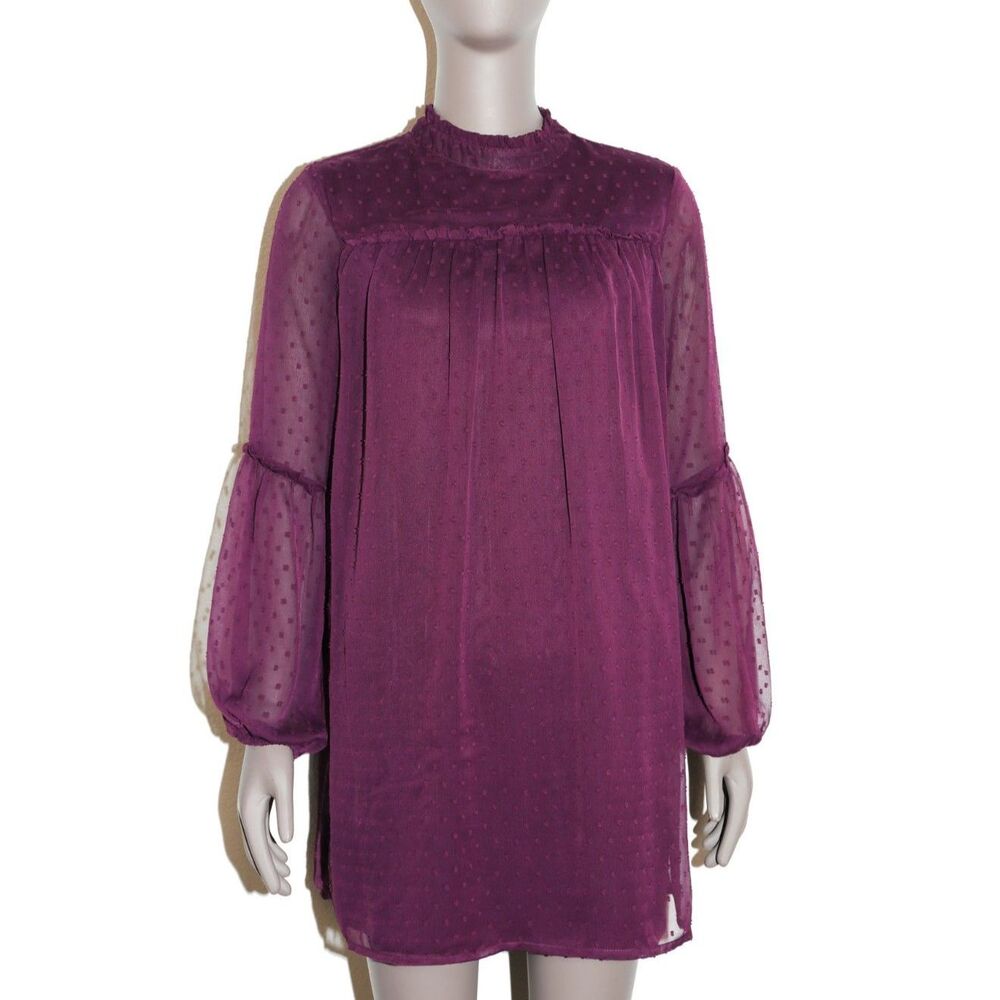 Babydoll Short Dress‎ Long Sleeve Ruffle Boho Dress Womens Size Small
